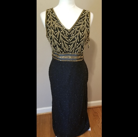 LANDMARK Gold/Black Beaded Silk Dress - Picture 3 of 6